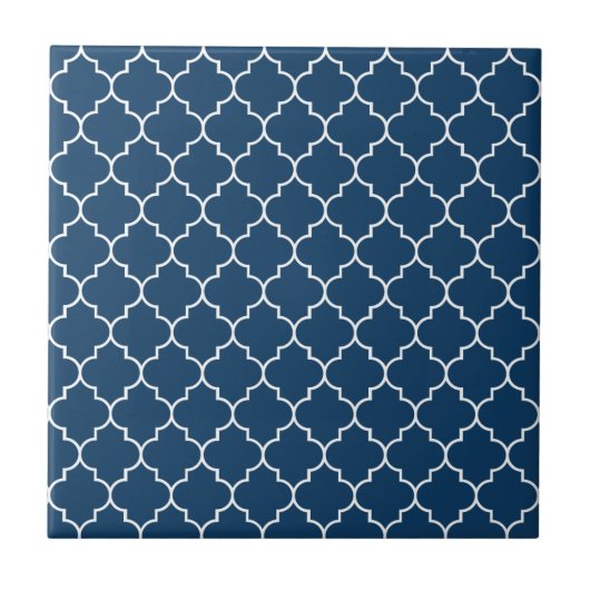 Blue Latticework, Quatrefoil, Trellis Fliese (Vorderseite)