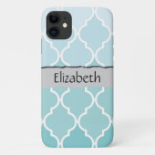 Blue Latticwork, Ombre, Quatrefolie, Ihr Name Case-Mate iPhone Hülle (Rückseite)