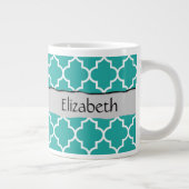 Blue Latticwork, Quatrefolie, Trellis, Ihr Name Jumbo-Tasse (Rechts)