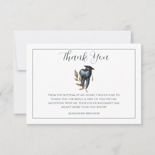 Blue Laurel Tooth Graduation Party Dankeskarte (Vorderseite)