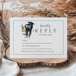 Blue Laurel Tooth Graduation Party RSVP Karte