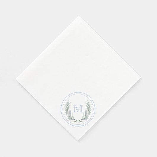 Blue Laurel Wappen Paper Napkins Serviette (Ecke)