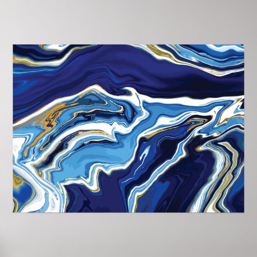 Blue Lava Lush - Marmor - Abstrakte Kunst - Poster (Vorne)