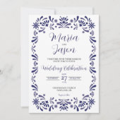 Blue Lavender Floral Elegante Hochzeit der mexikan Einladung (Vorderseite)