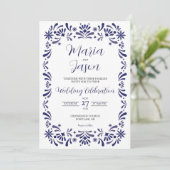 Blue Lavender Floral Elegante Hochzeit der mexikan Einladung (Stehend Vorderseite)