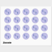 Blue Lavender Modern Monogram Wedding Runder Aufkleber (Blatt)