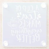 Blue Lavender Ombre Teeliebhaber Zitat Glasuntersetzer (Rückseite)