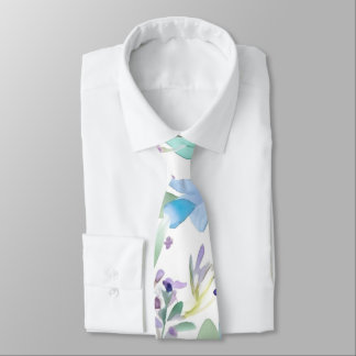 Blue & Lavender Watercolor Floral Necktie Krawatte
