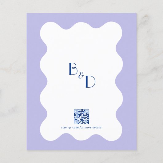 Blue Lavender Wave Monogram QR Code Wedding (Rückseite)