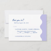 Blue Lavender Wave Scallop Monogram Menu Wedding RSVP Karte (Vorderseite)