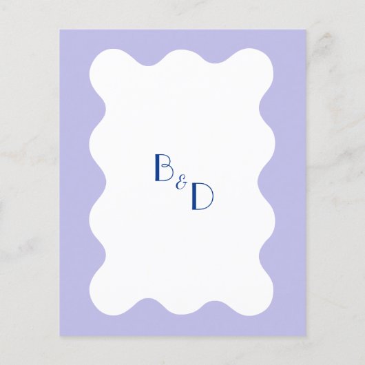 Blue Lavender Wave Scallop Monogram Wedding (Rückseite)