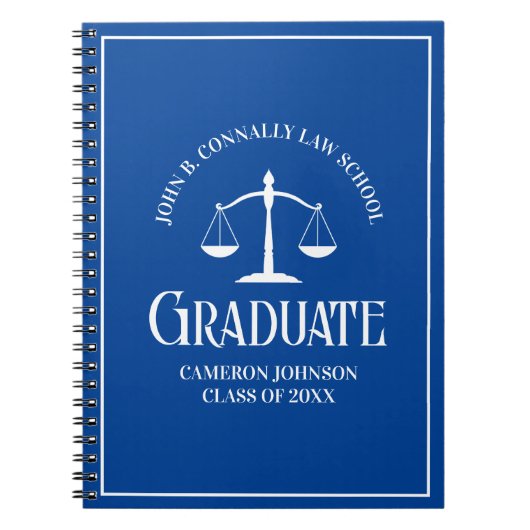 Blue Law School Graduate Personalisiert Abschluss Notizblock (Vorderseite)