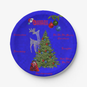 Blue Lawn Bowls Christmas Design, Pappteller