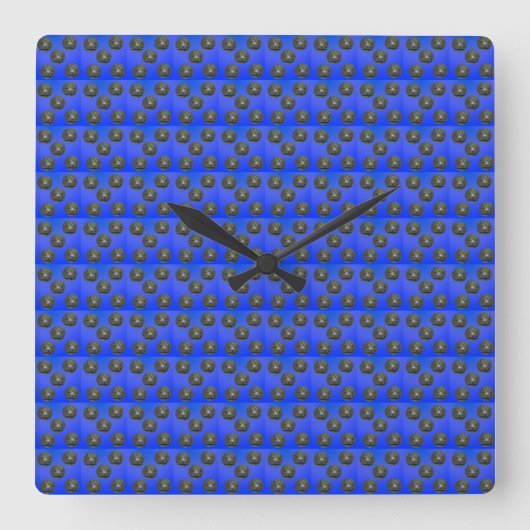 Blue Lawn Bowls Pattern, Quadratische Wanduhr (Vorderseite)