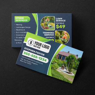 Blue Lawn Care Landscaping Trimming Mowing Service Visitenkarte