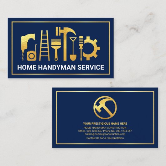 Blue Layer Gold Frame Gebäude Visitenkarte (Vorne/Hinten)