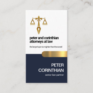 Blue Layer Gold Tab Scales of Justice Lawyer Visitenkarte