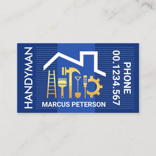 Blue Layer Lines Rooftop Handyman Tools Visitenkarte (Vorderseite)