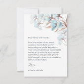 Blue Layered Flowers Wedding Thank You Card Dankeskarte (Rückseite)