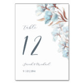 Blue Layered Flowers Wedding Tischnummer (Vorderseite)