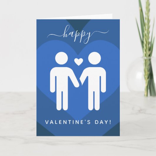 Blue Layered Heart Gay Couple [=p-0098 Karte (Vorderseite)