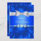 Blue Leaf & Bow 16 . Geburtstag Einladung (Vorne/Hinten)