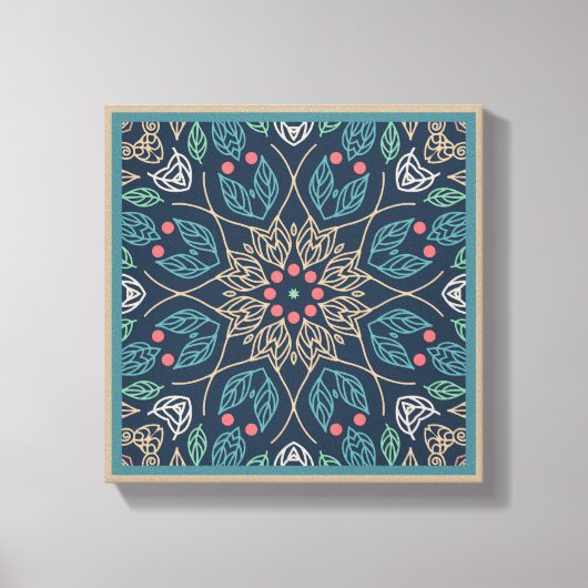 Blue Leaf Line Art Abstrakt Originelle Wanddekorat Leinwanddruck (Vorderseite)