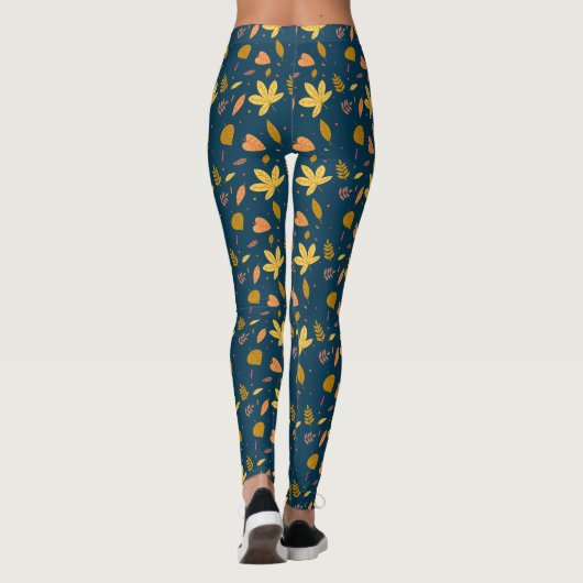 Blue Leaf Print Leggings (Rückseite)