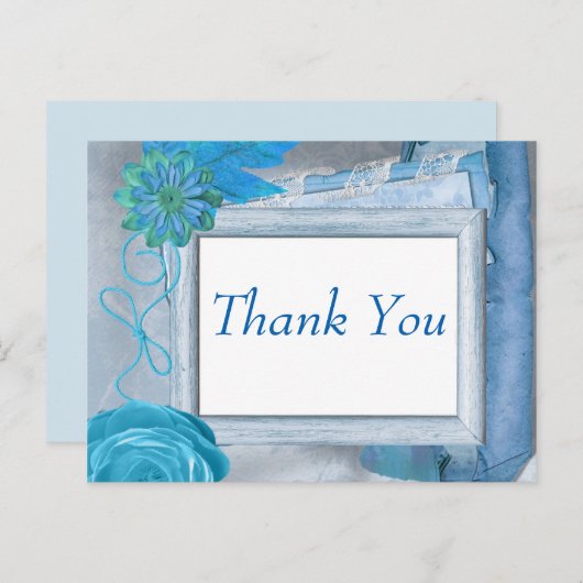 Blue Leaf Vielen Dank Postkarte (Vorne/Hinten)