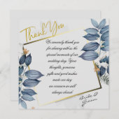 Blue Leaf Wedding Dankeskarte (Vorne/Hinten)