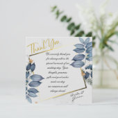Blue Leaf Wedding Dankeskarte (Stehend Vorderseite)
