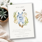 Blue Leafy Foliage Bekleidung Baby Ankündigung