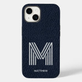 Blue Leather Bold Monogram Masculine I Phone Case (Rückseite)