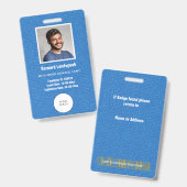 Blue Leather & Employee Foto & Logo Ausweis (Vorder- & Rückseite)
