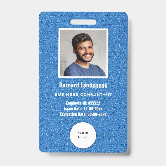 Blue Leather & Employee Foto & Logo Ausweis (Vorderseite)
