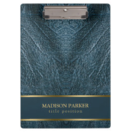 Blue Leather Gold Accents Klemmbrett