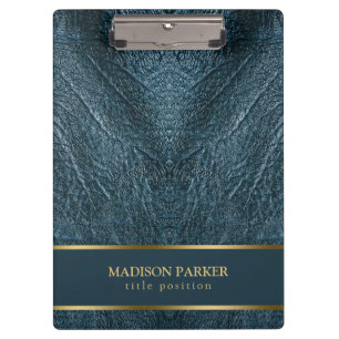 Blue Leather Gold Accents Klemmbrett