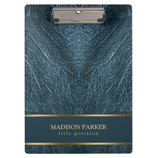 Blue Leather Gold Accents Klemmbrett (Vorderseite)