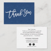 Blue Leather Hand geschrieben Dankeschön Kunden Begleitkarte (Vorne/Hinten)