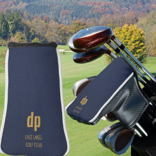 Blue Leather Look Monogram Individuelle Name Putte Golf Headcover