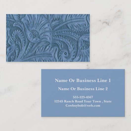 Blue Leather Print Business Cards Visitenkarte (Vorne/Hinten)