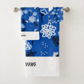Blue leaves romantic garden badhandtuch set (Insitu)