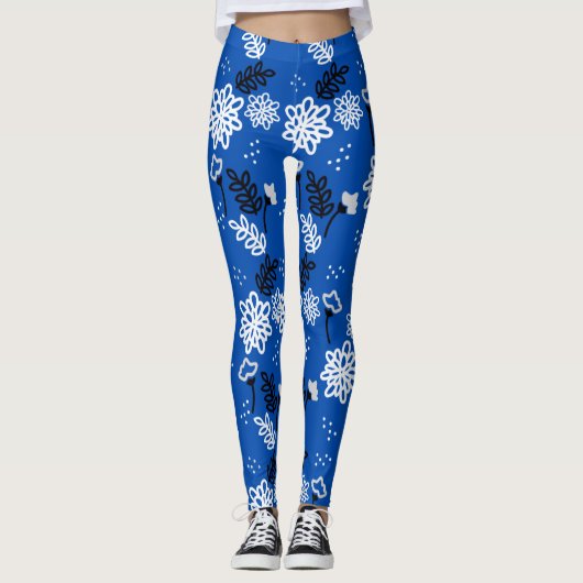 Blue leaves romantic garden leggings (Vorderseite)