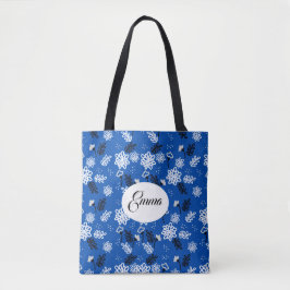 Blue leaves romantic garden tasche