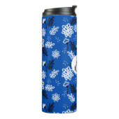 Blue leaves romantic garden thermosbecher (Nach links gedreht)