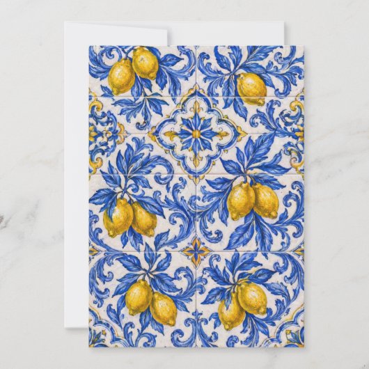 Blue Lemon Azulejo Tile Einladung (Vorderseite)