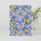 Blue Lemon Azulejo Tile Einladung (Stehend Vorderseite)
