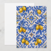 Blue Lemon Azulejo Tile Einladung (Vorne/Hinten)