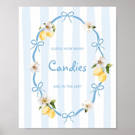 Blue Lemon Baby Shower Candy Jar Game Poster (Vorne)