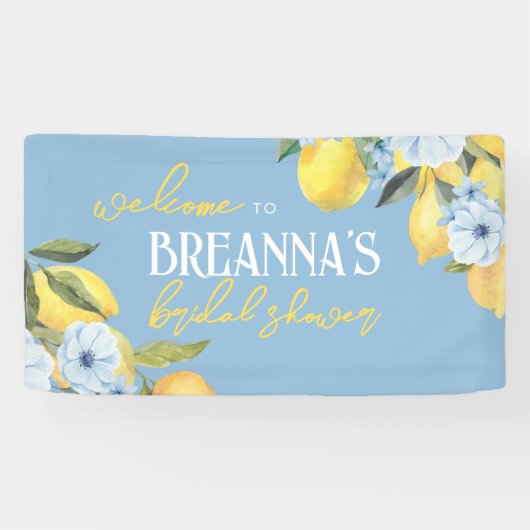 Blue Lemon & Blume Vinyl Begrüßungsbanner Banner (Horizontal)